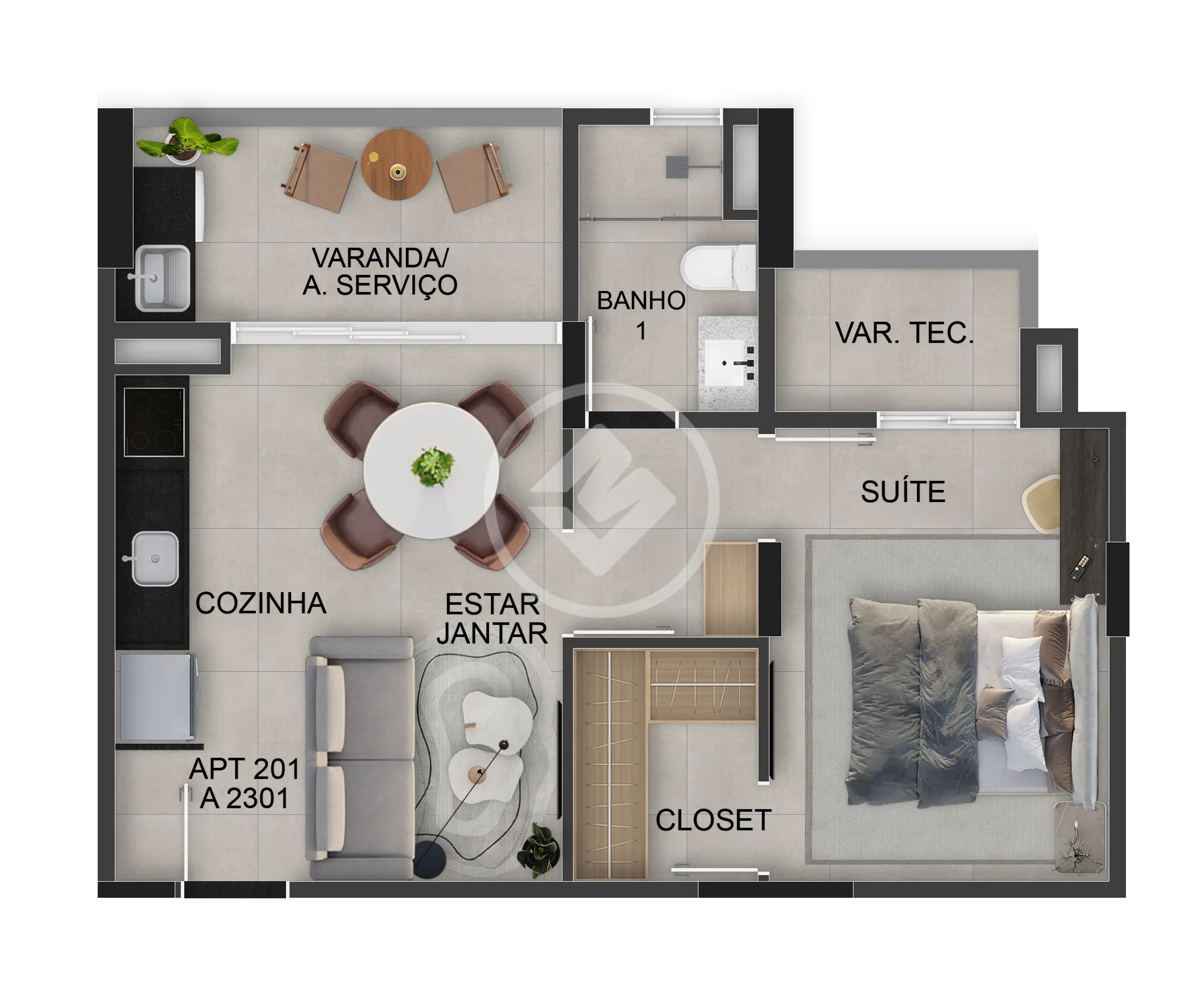 Apartamento Studio à venda com 1 quartos – 55,41 m²- Gávea - Uberlândia/MG