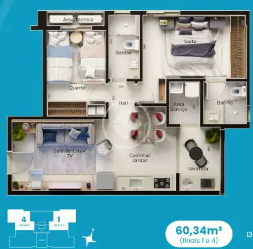 Loft / Studio Santa Mônica, Uberlândia - MG — foto 1