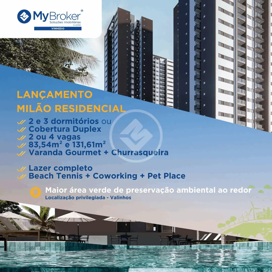 Milão Residencial Apartamento à venda com 83,54m² e Coberturas Duplex com 131,61m², em Valinhos/SP