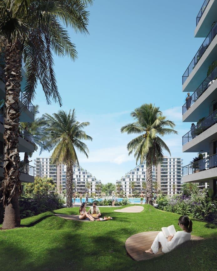 Jardim zen entre os edifícios