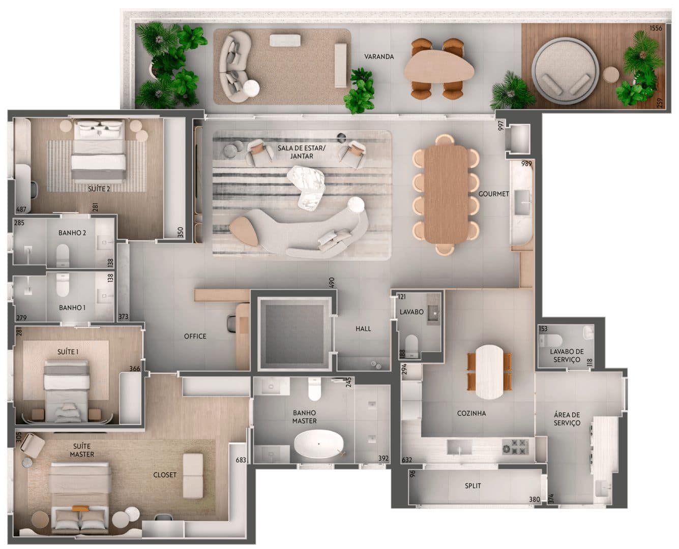 Planta 233 m² · Opção A — Bossanova