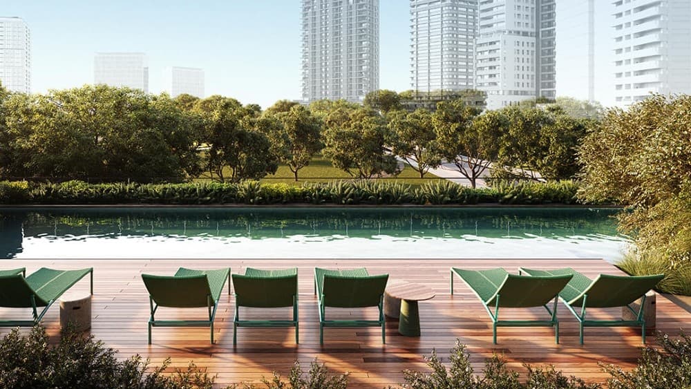 Piscina com vista para o parque do Jazz, Parque Una Uberlândia