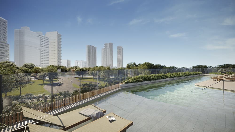 Piscina com vista para o parque do Varanda, Parque Una Uberlândia