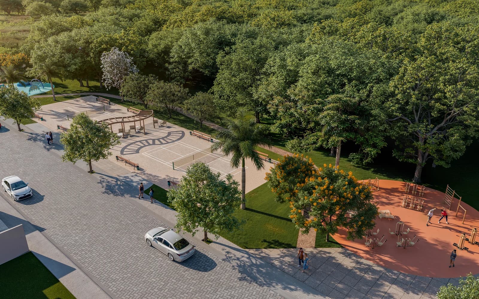 Praça do Aroeira Parque com playground, academia ao ar livre e quadras de areia